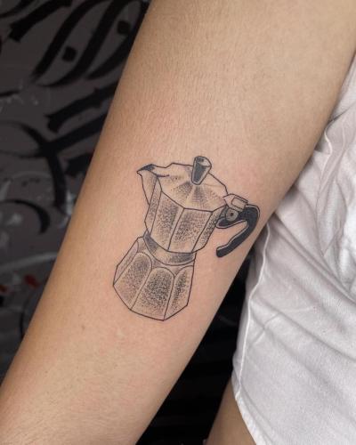 coffee tattoo design dotwork