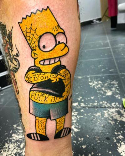 gangster-bart-simpson-tattoo-color