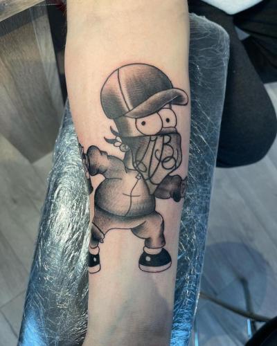gangster-bart-simpson-tattoo-on-arm